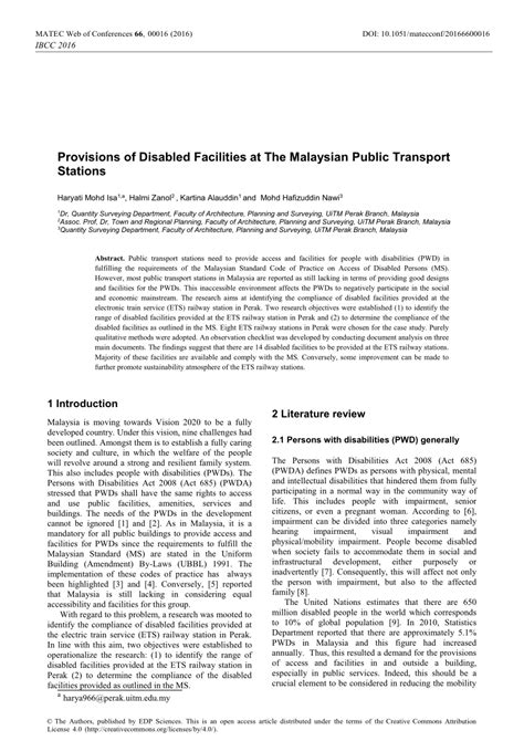 You should research whether a service provider will be suitable. (PDF) Provisions of Disabled Facilities at The Malaysian ...
