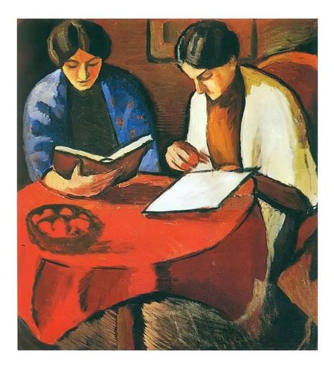 In four girls, macke captured four girls talking outdoors. Women Reading At The Table By August Macke | August macke ...