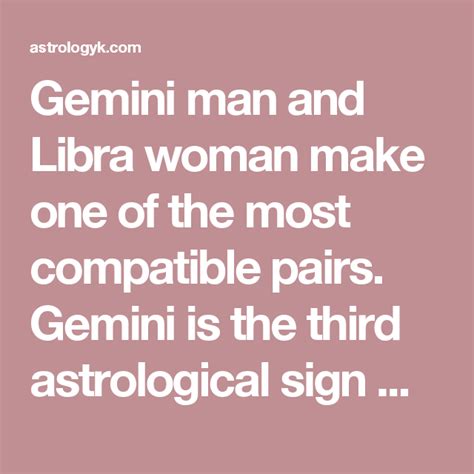 Gemini woman and cancer man compatibility in 2021. Gemini man and Libra woman make one of the most compatible ...