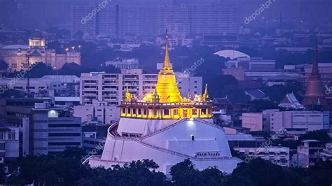 Wat saket is a historic temple in bangkok. Golden mountain temple at night in Bangkok, Thailand ...