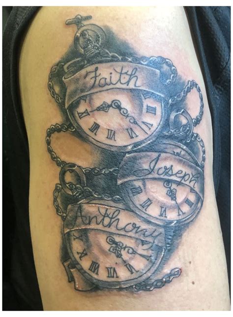 Parents often get coordinate tattoo symbols to mark the joyous arrival of their child. My 3 heartbeats. #pocket #watch #tattoo #for #men #birth ...