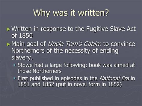 Arthur shelby, a kentucky farmer and slaveowner, is forced by debt to sell two slaves — uncle tom and harry, the young son of his wife's servant eliza — to a trader named haley. PPT - Uncle Tom's Cabin PowerPoint Presentation, free ...